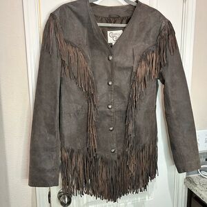 Cripple Creek Women's Western Dark Brown Suede Leather Fringe Jacket Size XL NRF
